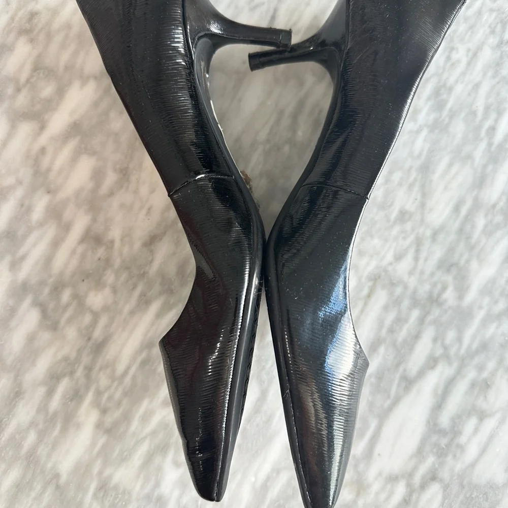 Michael Kors Black Patent Leather Pointed Low Kitten Heels - Picture 6 of 11